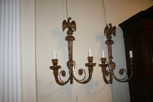Pair Carved Wood Wall Appliques