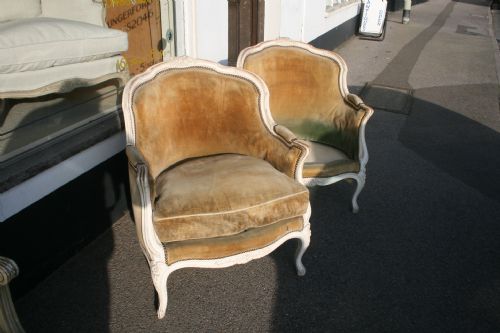 Pair of Painted Louis Xv Style Bergeres