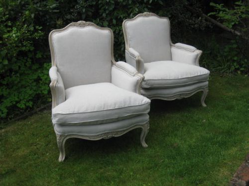 Pair French Louis Xv Style Fauteuils