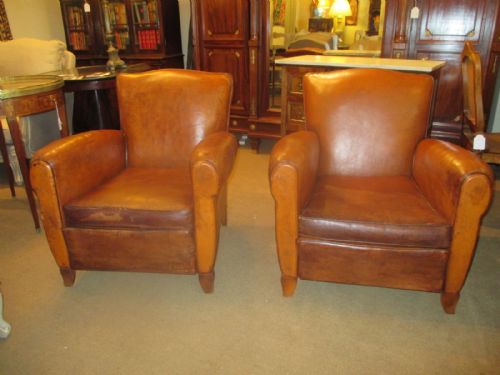 Pair of Leather Club Chairs