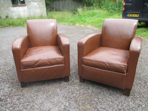 Pair of Leather Club Chairs
