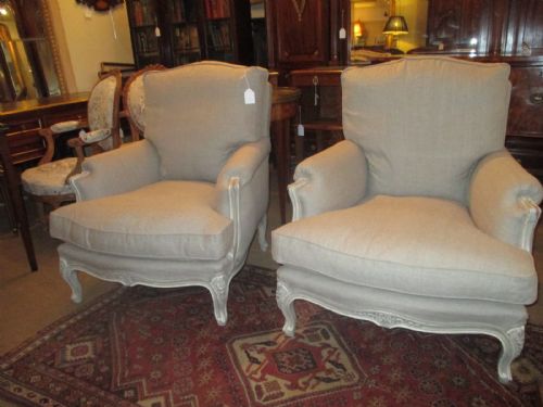 Pair of Large Bergere Armchairs