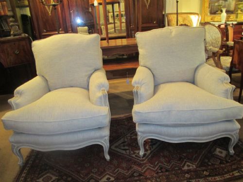 Pair of Large French Bergere Armchairs