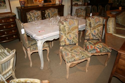 Set of Six Bleached Oak French Chairs