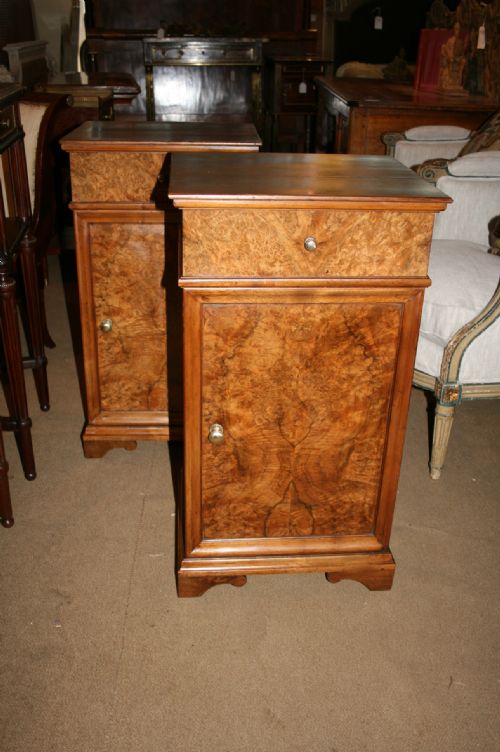 Pair Walnut Bedside Table