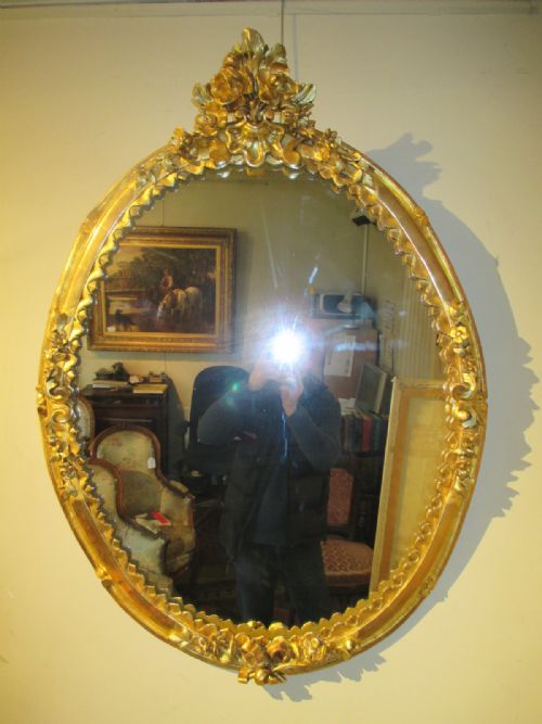 French Gilt Oval Mirror