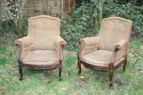 Pair of Walnut French Armchairs