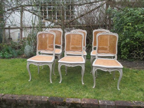 Set of Six Painted Cane Chairs
