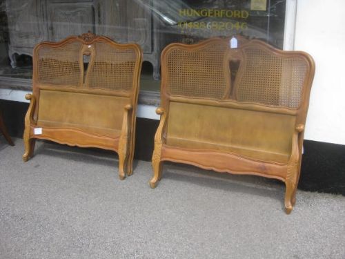 Pair Caned French Beds