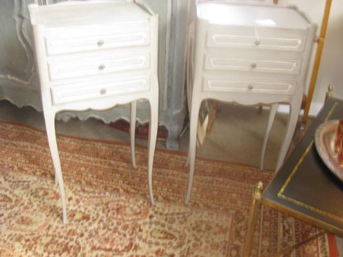 Pair Decorated Louis Xv  Style Bedside Cupboards