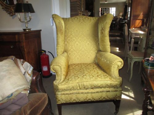 Large Mahogany Wing-back Armchair