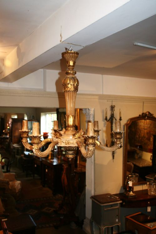 Large Carved Gilt  Wood Chandelier