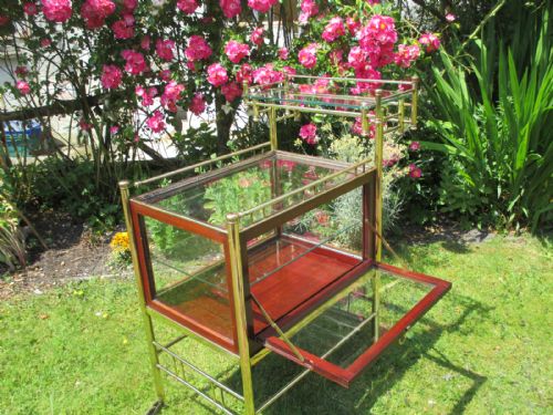 Brass and Mahogany Drinks Trolley