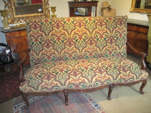 Large Carved Walnut Sofa