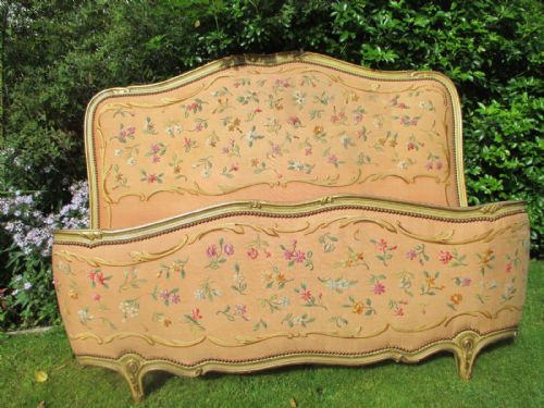 Large French Needlepoint Bed