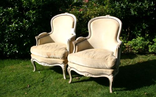 Pair French Louis Style Bergeres