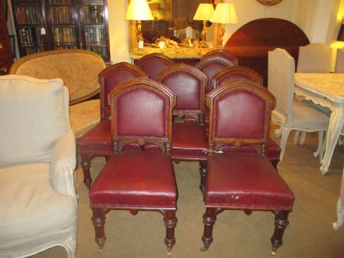 Set of Eight Gothic Oak Chairs