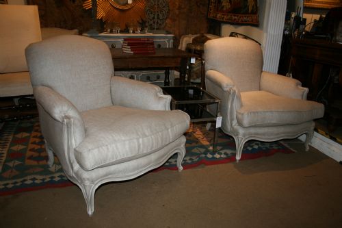 Large Pair of Comfortable French Armchairs