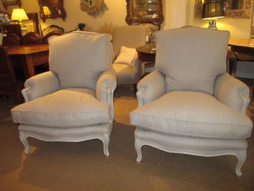 Pair of Large Upholstered Armchairs