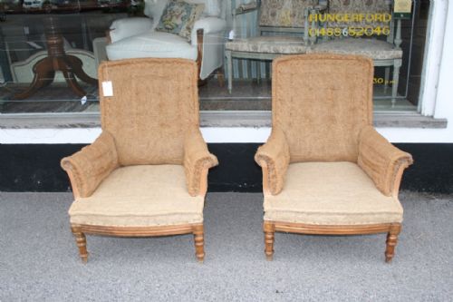 Pair of Walnut Framed French Armchairs