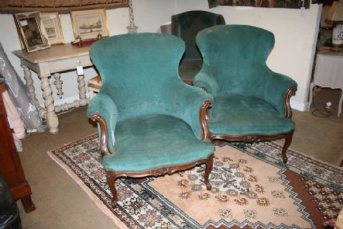 Pair of French Walnut Armchairs