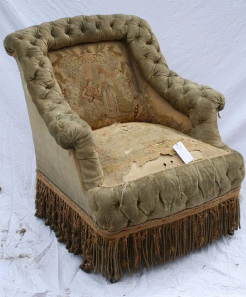 Antique French Crapaud Armchair