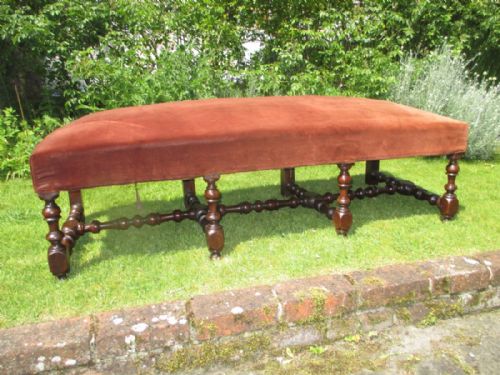 Very Large Upholstered Walnut Stool