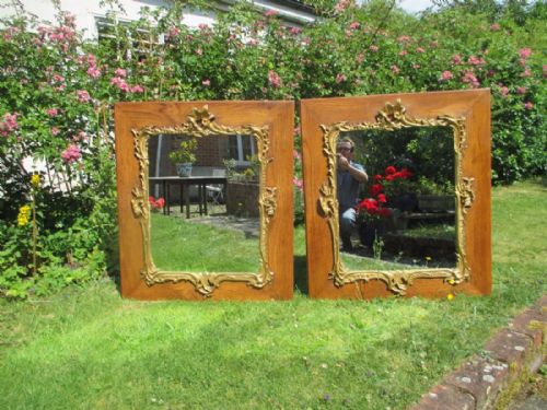 Pair of Oak and Gilt Mirrors