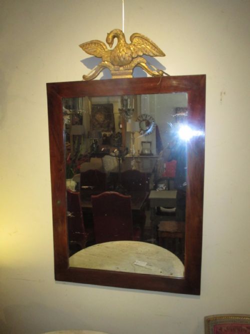 French Antique Mirror with Gilded Bird