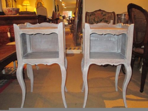 A Pair of French Limed Oak Bedside Tables