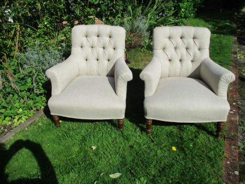 Pair of Button-back Armchairs