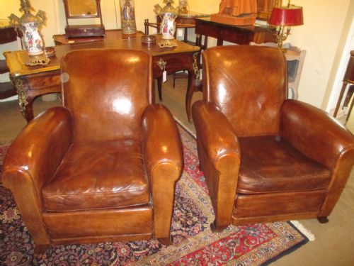 Pair of Leather Club Chairs