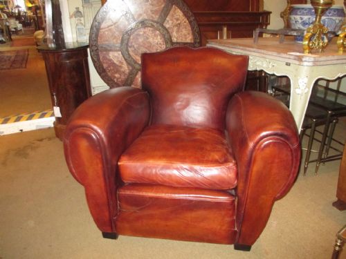 Leather Moustache Back Club Chair