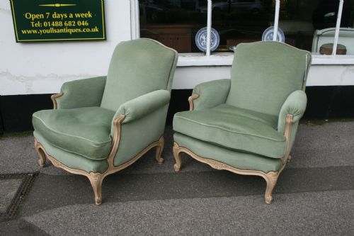 Large Very Comfortable Pair French Louis Chairs