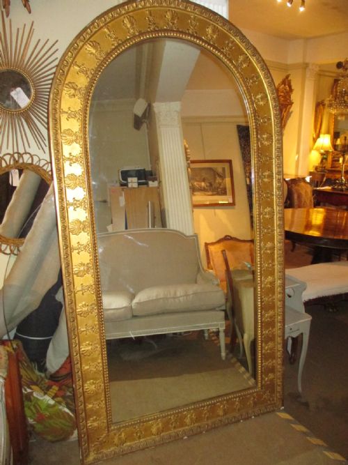 Large Restauration Gilt Arched Mirror