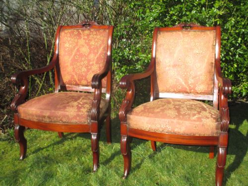 Pair of French Mahogany Armchairs