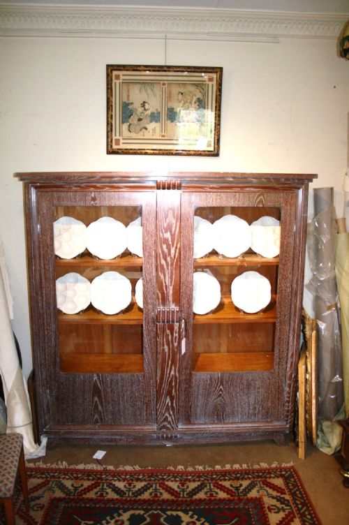 Art Deco Limed Oak Bookcase 
