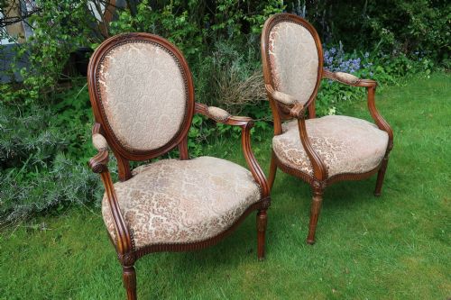 Pair of Antique Walnut Armchairs