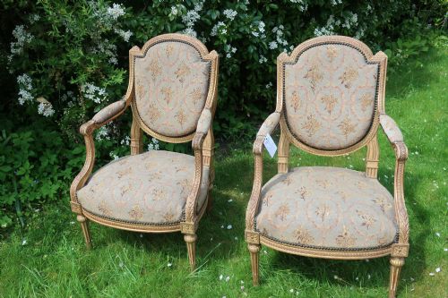 Pair of Gilt Needlepoint Armchairs