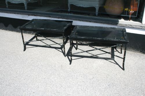 Pair Ebonised Coffee Tables