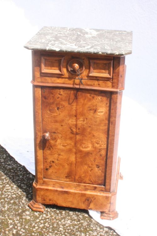 Burr Ash French Bedside Table
