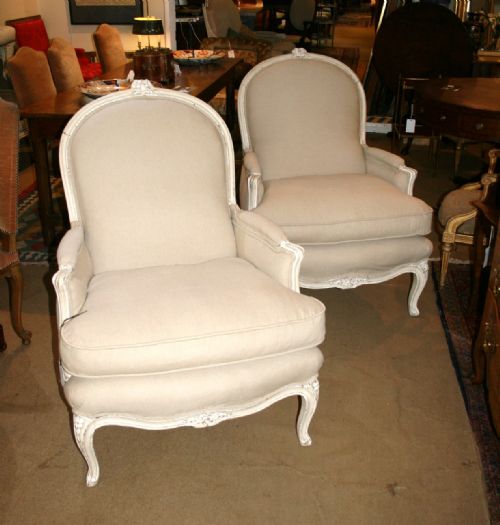 Large Pair Comfortable French Armchairs