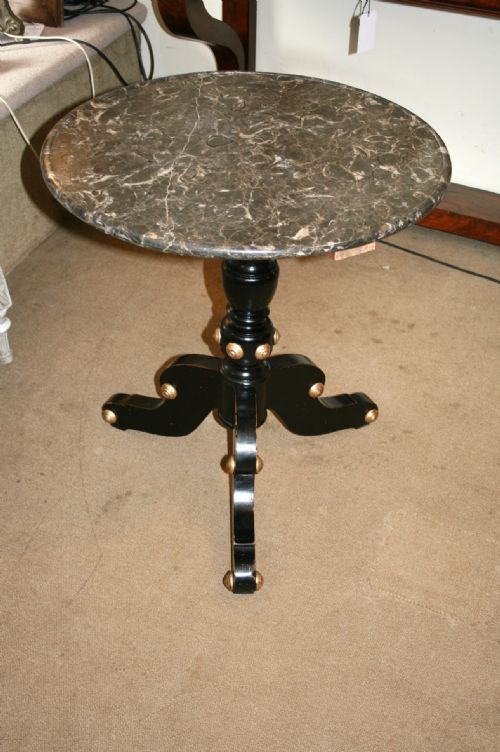 French Ebonised Occasional Table with Marble Top