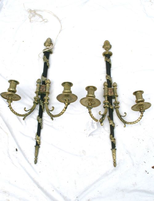 Quality Pair of French Brass Wall Lights