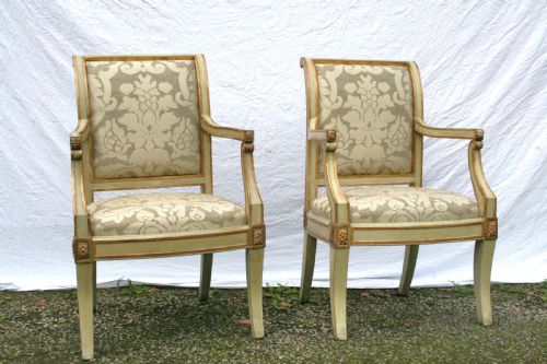 Pair of Period Italian Open Armchairs