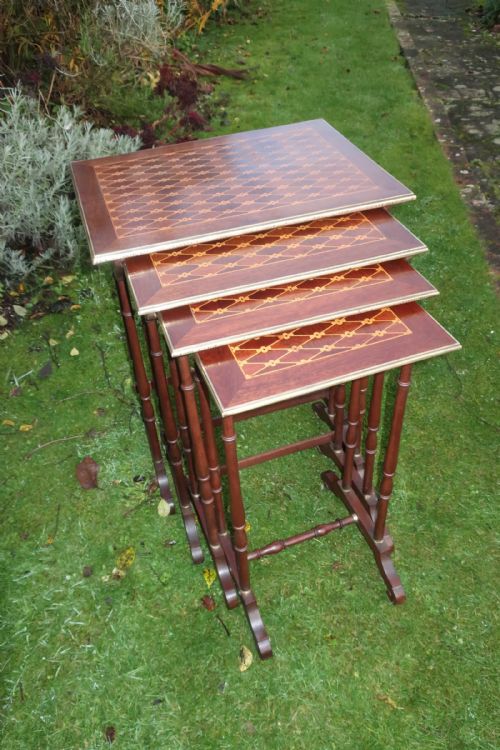 Nest of 4 Tables with Parquetry Decoration