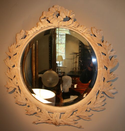 Solid Oak Carved Bleached Mirror