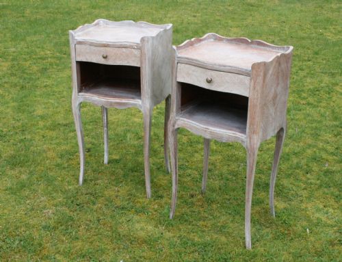 Pair of French Limed Oak Bedside Tables
