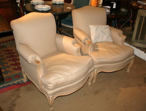 Very Comfortable Pair French Louis Style Armchairs