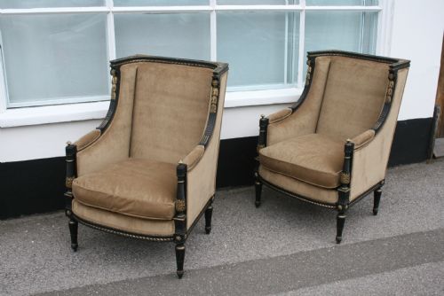 Pair of French Bergere Armchairs